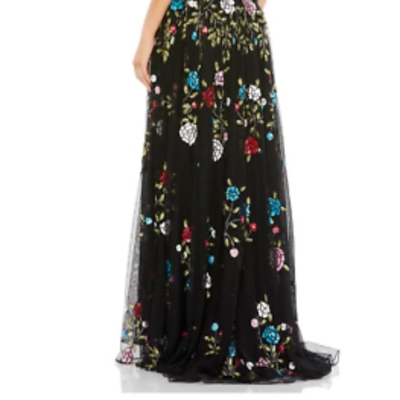 MAC DUGGAL FLORAL EMBELLISHED A-LINE BLACK MULTI COLOR GOWN sz 14 - Picture 8 of 8